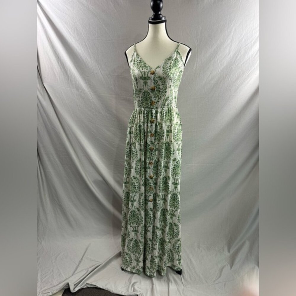 Last One π₯ Boho Sleeveless V-Neck Casual Maxi Swing Dress Green - Picture 7 of 9